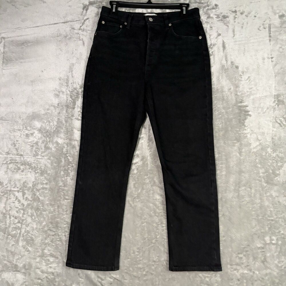 AGOLDE Riley Jeans Womens 27 Black Charcoal High Rise Straight Denim Button Fly